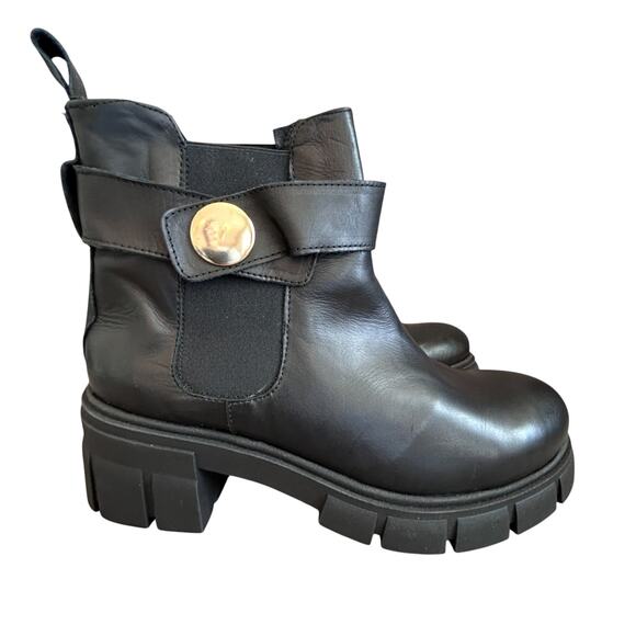 Helene Rouge Paris NEW Black Chelsea Boots Gold Accent Womens Size 9 NEW IN BOX - Picture 1 of 9
